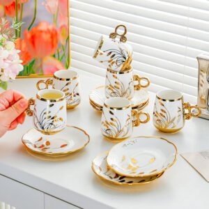Accented Ceramic Cup and Saucer Set