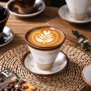 Artisanal Ceramic Coffee Cup with Saucer