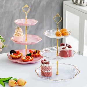 Elegant Tiered Dessert Stand Set with Gold Accents