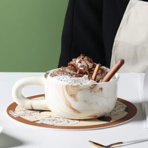 Marble-Patterned Ceramic Mug: A Blend of Minimalist Elegance and Functional Design for Your Daily Brews