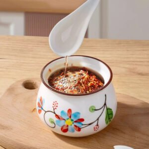 Hand-Painted Floral Ceramic Condiment Jars Set: Elevate Your Kitchen with Charming Seasoning Storage