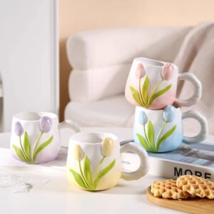 Elegant 3D Tulip Ceramic Mug