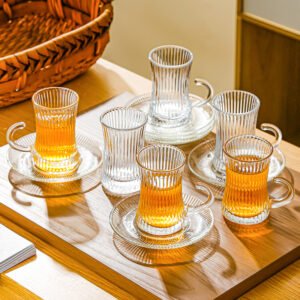 Textured Glass Tea Cup and Saucer Set: Elevate Your Tea Ceremony with Artistic Clarity