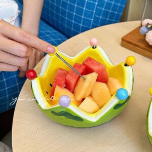 Crown-Shaped Ceramic Fruit Bowl with Colorful Beads: A Fun & Stylish Way to Serve Fruits