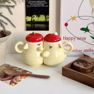 Cute Couple Ceramic Seasoning Jars Set with Adorable Animal Design for Kitchen Decoration