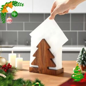 Christmas Tree Wooden Napkin Holder: Festive Kitchen Organizer for Holiday Seasons