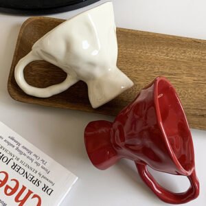 Artistic Irregular Ceramic Mugs - Sculptural Design Coffee/Tea Cups for Modern Home Decor