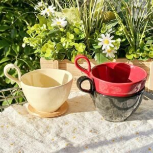 Sleek Black Ceramic Coffee Cup - Minimalist Design with Elegant Handle for Modern Home & Café Use