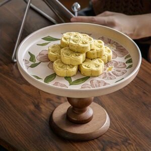 Blush Floral Ceramic Pedestal Tray: A Romantic Touch to Your Home Decor