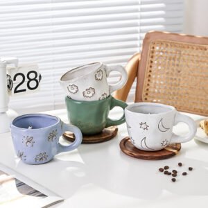 3D Puppy-Inside Ceramic Mug (Floral Pattern Cute Coffee Cup)