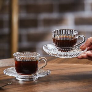 Ribbed Glass Coffee Cup Set: Elevate Your Daily Brew-80ml